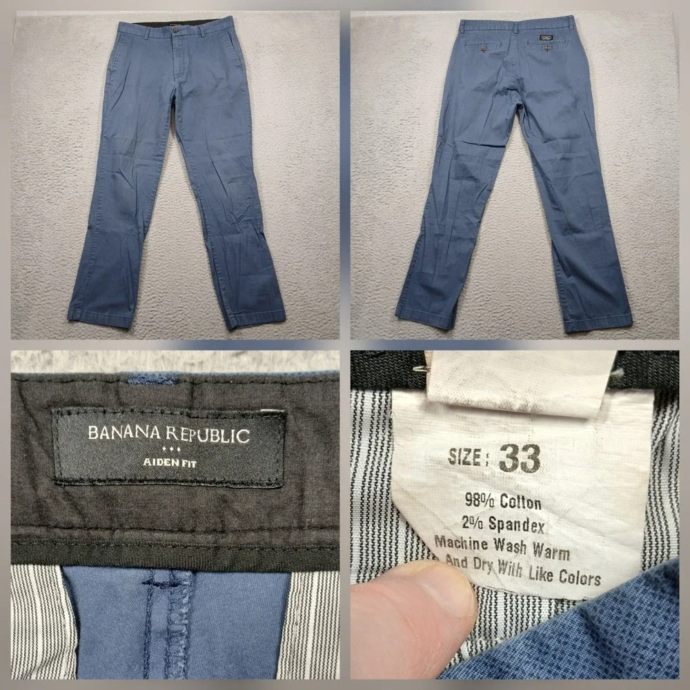 Banana Republic Aiden‎ Fit Chino Pants Men's 33 Blue Stretch Casual